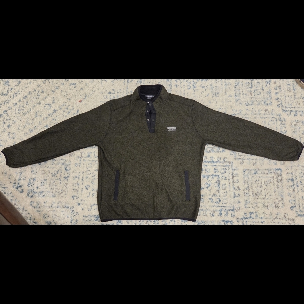 Eddie Bauer Men's Forest Green Button-Up Sweater M